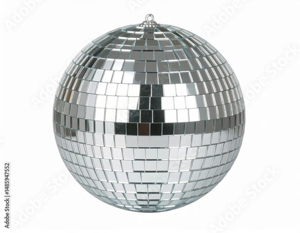 Fototapeta Silver disco ball over white background