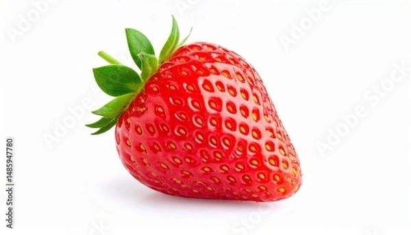 Obraz Strawberry close view over white background
