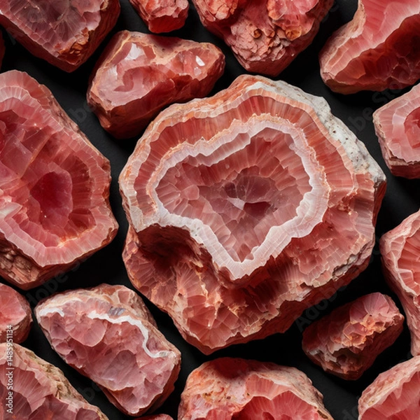 Obraz たくさんのロードクロサイトの原石