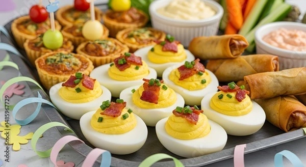 Obraz A Festive and Colorful Tray of Appetizers for a Special Occasion Celebration
