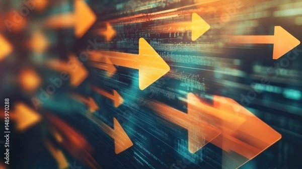 Fototapeta Digital arrows moving forward through code