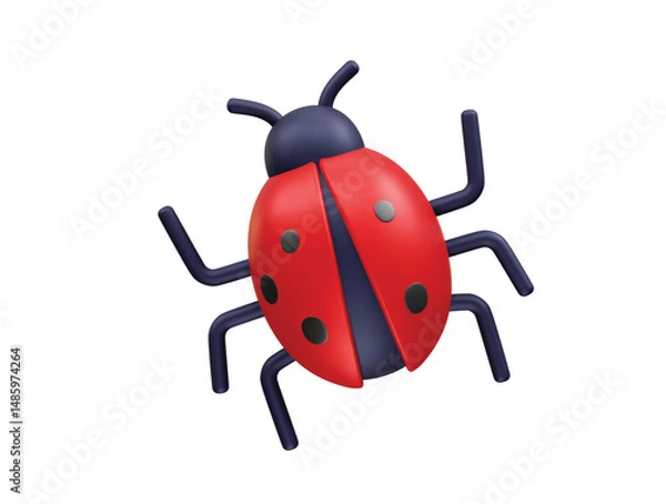 Fototapeta ladybug icon 3d rendering illustration. Bug 3D Icon Illustration render