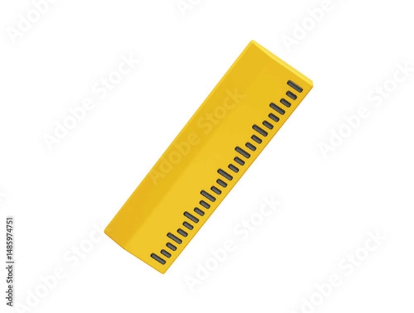 Fototapeta yellow ruler for accurate measurements and school icon illustration 3d. Ruler icon 3d