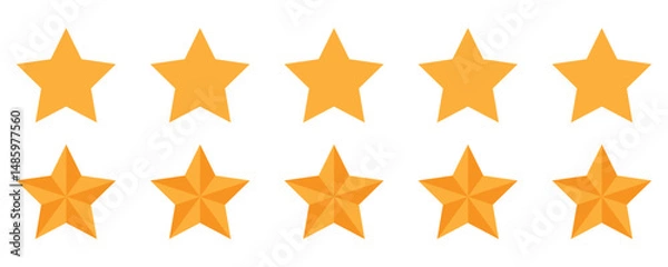 Obraz Five Star Rating and Customer Review Icons – Flat Vector Set for Feedback, Quality, and UX Design.
