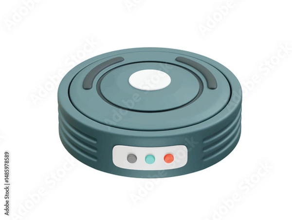 Fototapeta Robotic Vacuum Cleaner with Control Panel icon 3d render illustration. Robotic Vacuum Cleaner icon 3d