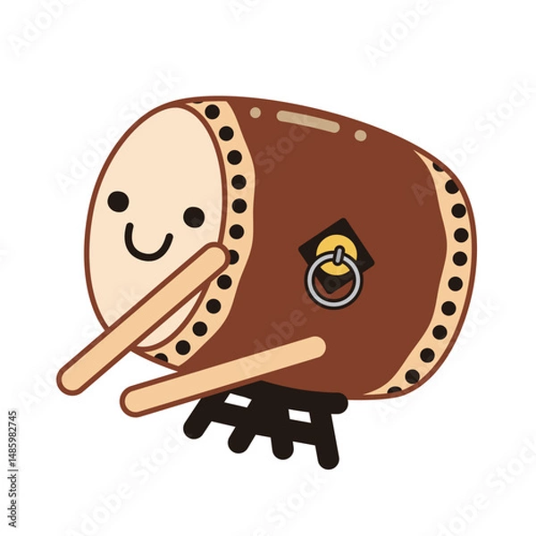 Obraz かわいい太鼓の擬人化キャラクターのイラスト