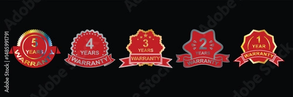Obraz Warranty badge icon. Minimalist Vector warranty shield and badge label icon set. number of years 1, 2, 3, 4, 5. vector eps 10.