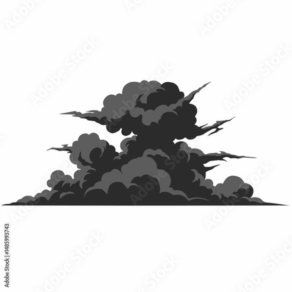 Obraz Animated dark gray storm clouds gather in the lower corner of a bright, white sky