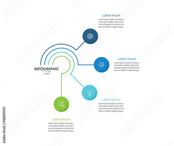Fototapeta Vector infographic label design with circle infographic template design and 4 options or steps.
