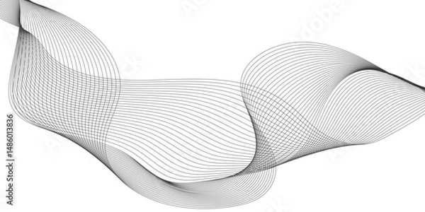 Fototapeta Abstract grey  wave line texture background, abstract interlacing lines and points digital connection of elements, abstract smoke on black wave line background.