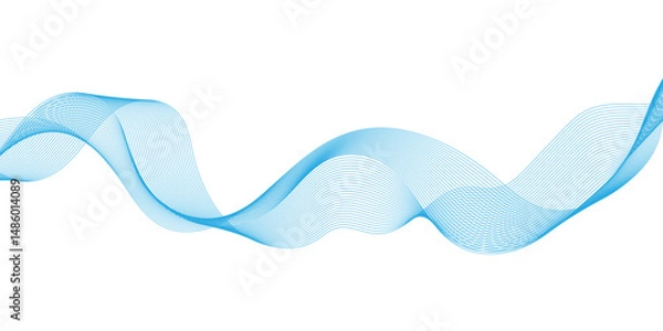 Fototapeta Abstract blue wave halftone line composition, echnology flow tech transparent line stripe energy connection web music and sound,  Modern technology on white background.