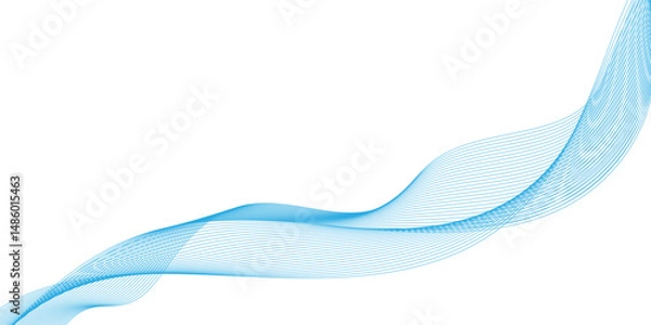 Fototapeta Abstract blue wave halftone line composition, echnology flow tech transparent line stripe energy connection web music and sound,  Modern technology on white background.