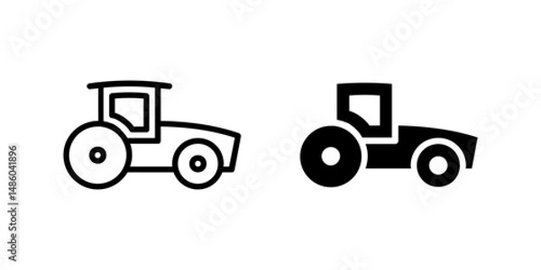 Fototapeta Vector icon set showcasing tractors, ideal for farming and agricultural designs.