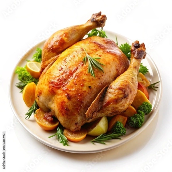 Obraz roasted chicken with vegetables