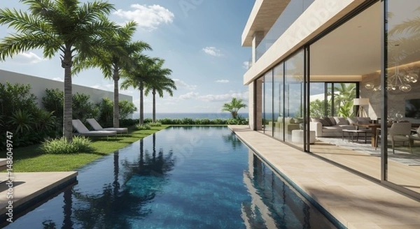 Obraz Luxury Villa with Pool and Ocean View