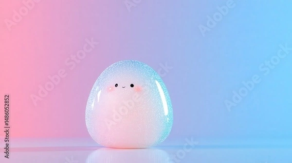 Fototapeta Cute Transparent Blob Character on Colorful Background
