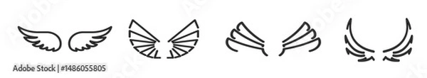 Obraz Set of wings icons. Wings. Line wing collection. Vector illustration.