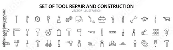 Obraz Tool repair and construction icon collection