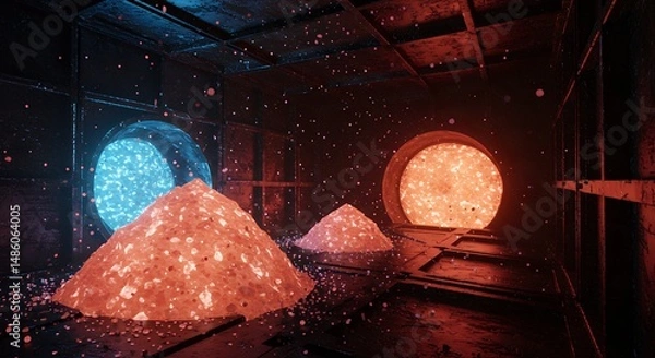 Obraz Sand Pile in Sci-fi Environment with Portal