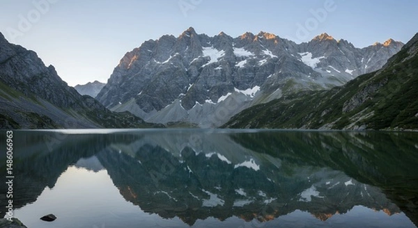 Obraz Mountain Reflects in Tranquil Lake