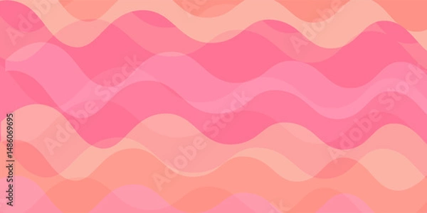 Obraz Wavy texture. Cute and abstract pink wave background. Fun striped pattern with gradient texture. Vector illustration