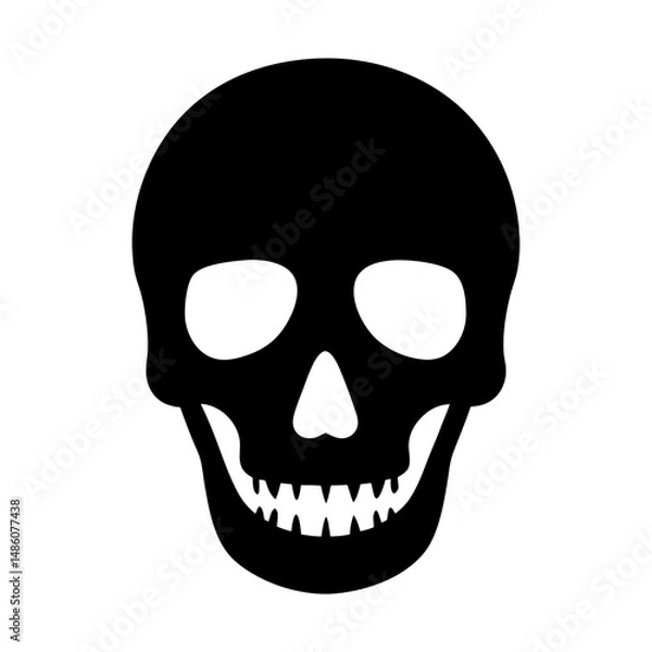 Fototapeta Simple Black Skull Vector Illustration on White Background for Halloween