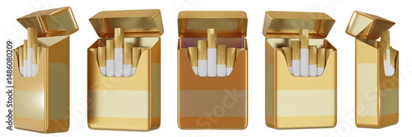 Obraz Designer open pack of cigarettes from different angles. Bad habit. 3D render.