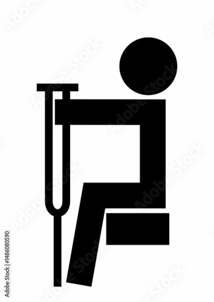 Fototapeta priority seat for the elderly or disabled, person and crutches, vector icon, symbol for means of transport, public transport or waiting rooms
