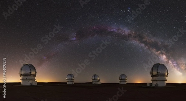 Obraz Observatory Telescopes Under Milky Way
