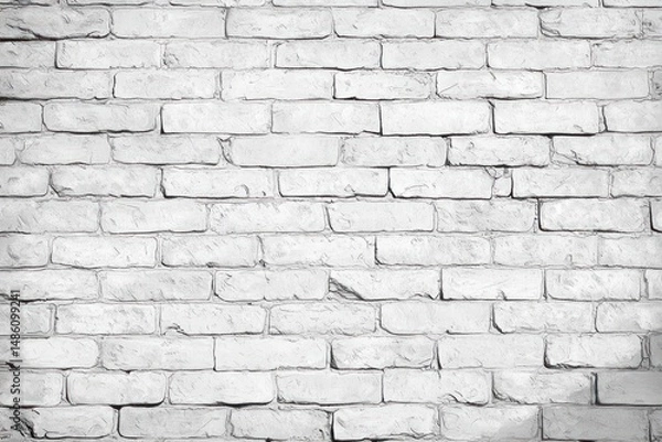 Fototapeta Close-up view of a white painted brick wall showing texture and rough surface with natural lighting