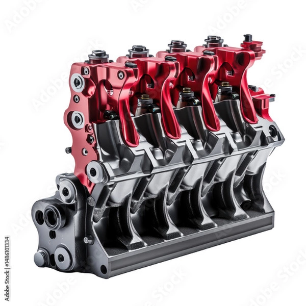 Fototapeta Isolated Red and Silver Inline Engine