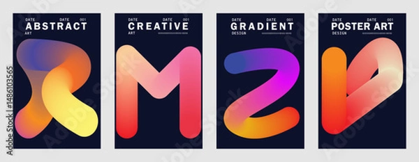 Obraz Abstract line wave poster background vector set. Cover template with vibrant perspective dot halftone, line wave. Ideal design for social media. eps 10