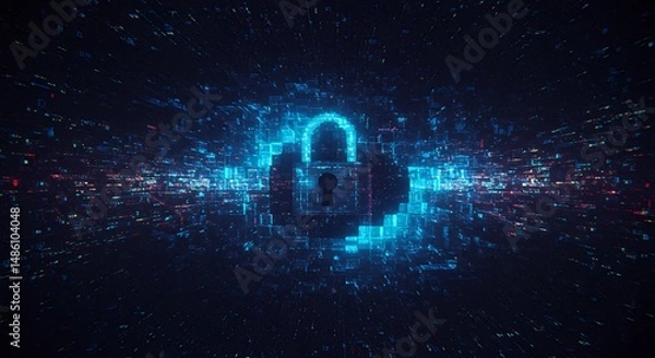 Obraz Glowing Padlock Digital Security Concept