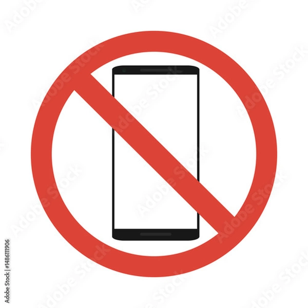 Fototapeta No Cell Phones Sign Illustration Isolated on White Background