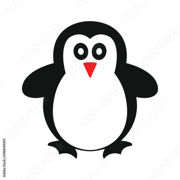 Fototapeta Minimalist Cute Penguin Clipart - Simple Vector Illustration for T-Shirts and Prints