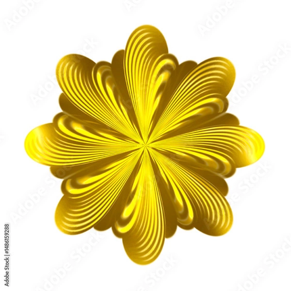 Obraz Gold illustration with dimensional floral shapes, spiral patterns, ornamental fractal design elements, detailed textures, swirling lines.