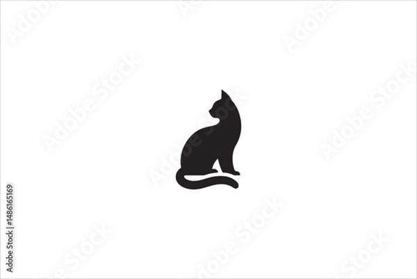 Obraz cat silhouette with a simple, understated design set against a white background