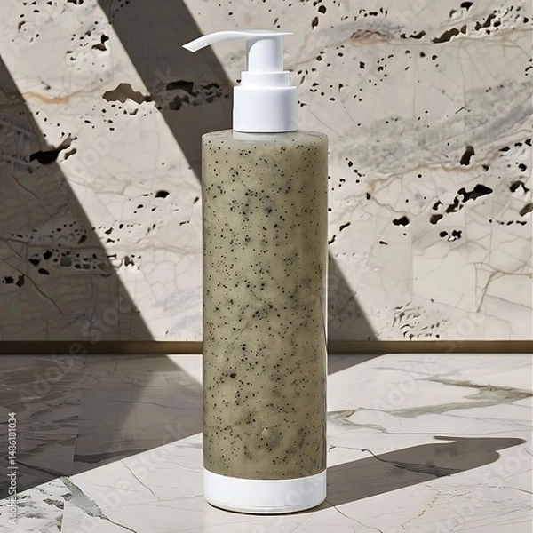Obraz Luxurious exfoliating scrub in a modern bottle against a marble backdrop