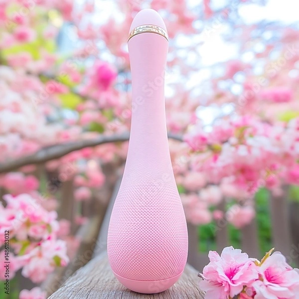 Obraz Wireless speaker blending with spring: A fusion of technology and nature