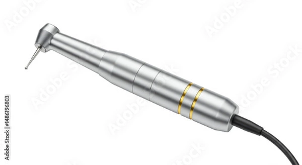 Obraz Isolated Silver Dental Drill with Black Cord for Dentistry