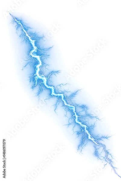 Obraz Vibrant Blue Lightning Bolt on Transparent Background.
