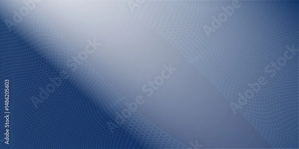 Obraz Dark grey abstract horizontal wide banner with hexagonal carbon fiber grid and bright glowing lines. Vector illustration