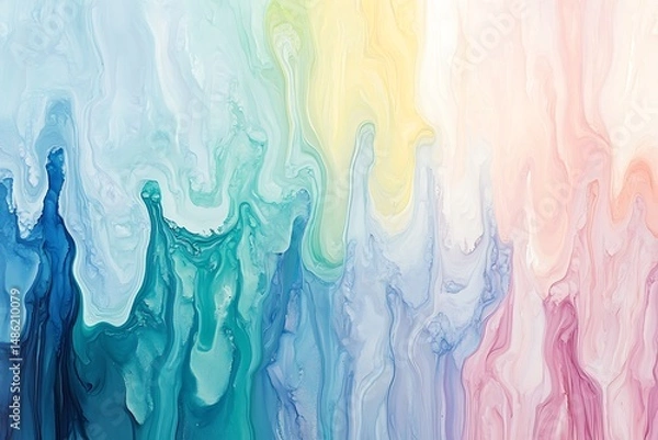 Fototapeta A panoramic abstract landscape painting with serene colors, showcasing fluid movement across the canvas.