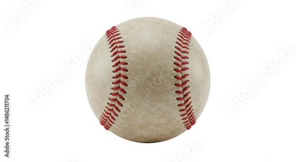 Fototapeta A detailed baseball with red stitching, shown on a plain black background in sharp focus