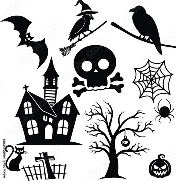 Fototapeta set of halloween elements
