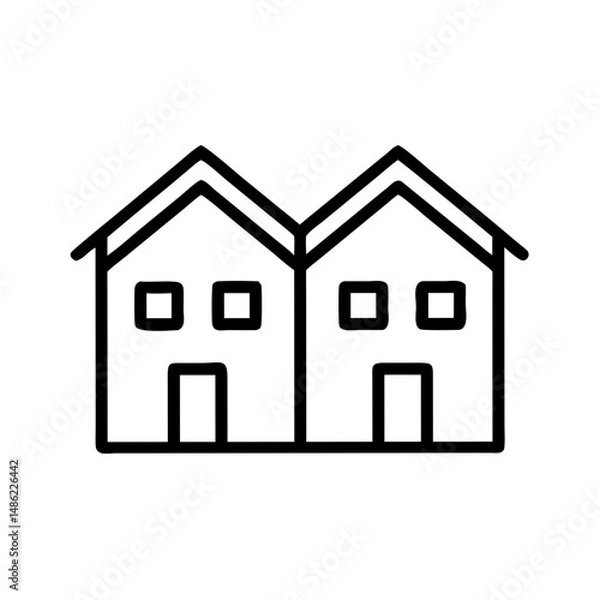 Fototapeta Duplex House Icon Representing Multi-Family Housing and Residential Living