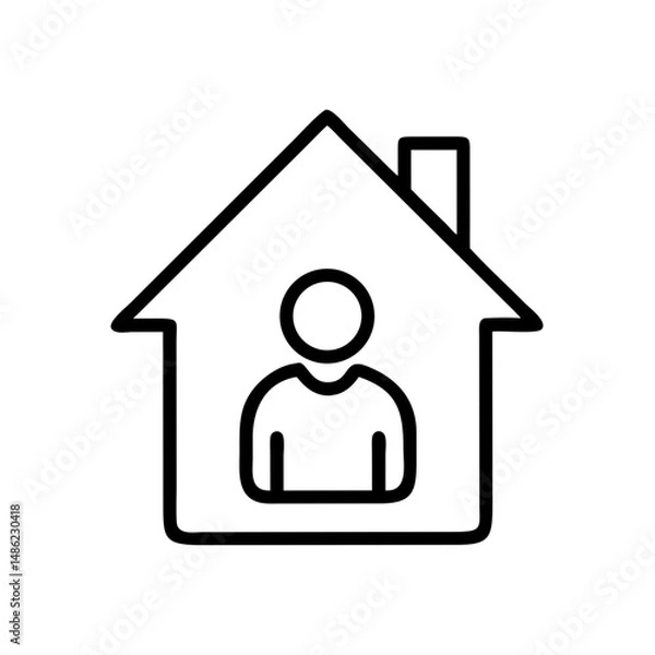 Fototapeta Person Inside House Icon Representing Home Residency and Property Occupancy
