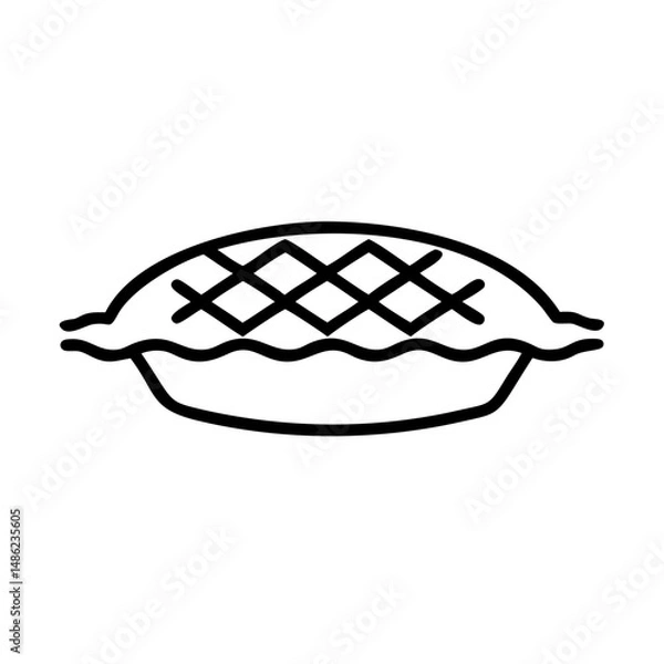 Fototapeta Whole Pie with Lattice Crust Icon Representing Baked Dessert and Pastry
