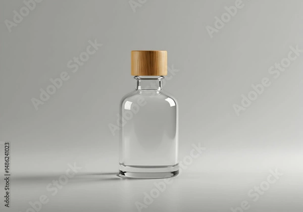 Fototapeta Elegant Glass Bottle with Wooden Cap Mockup Transparent Background Perfect for Branding and Product Displays