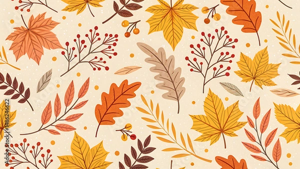 Fototapeta autumn leaves seamless pattern